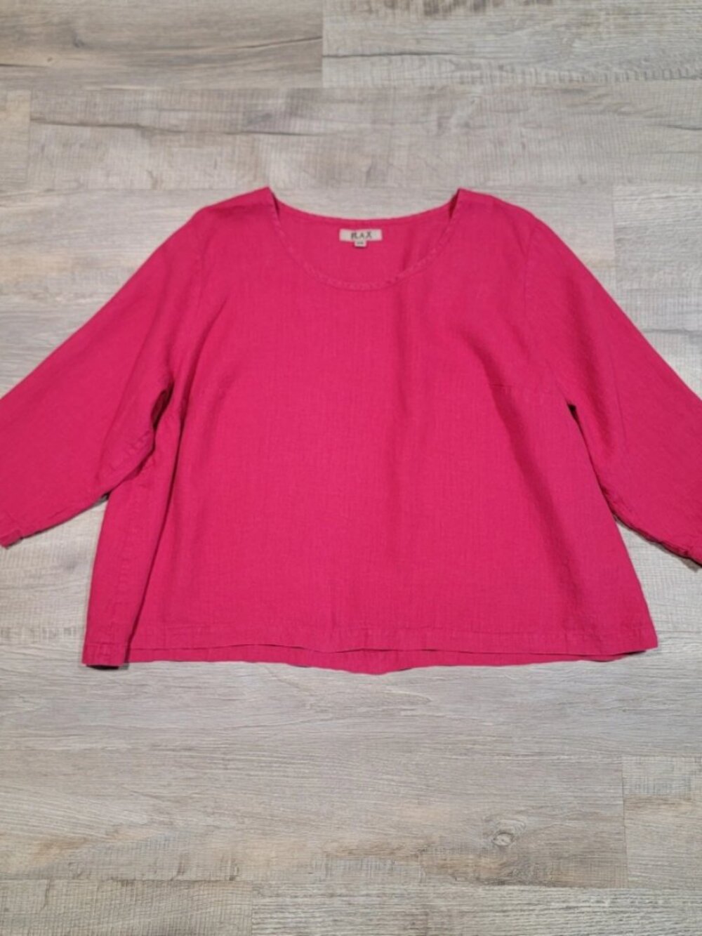 Flax Plus Size 2X Pink 100% Linen Tunic Top Scoop Neck Lagenlook Boho Blouse